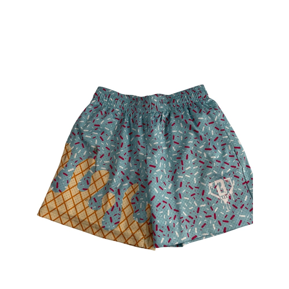 B 101 Apparel Youth Medium Ice Cream Sprinkle Print Athletic Shorts